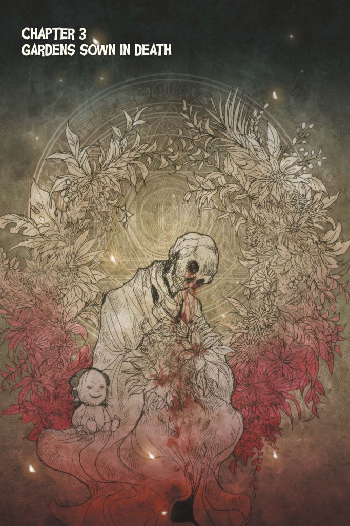 A creepy doll and a skeleton