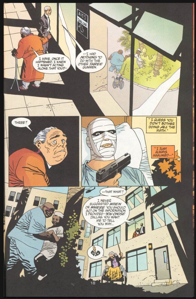 A page from 100 Bullets written by Brian Azzarello and drawn by Eduardo Risso.