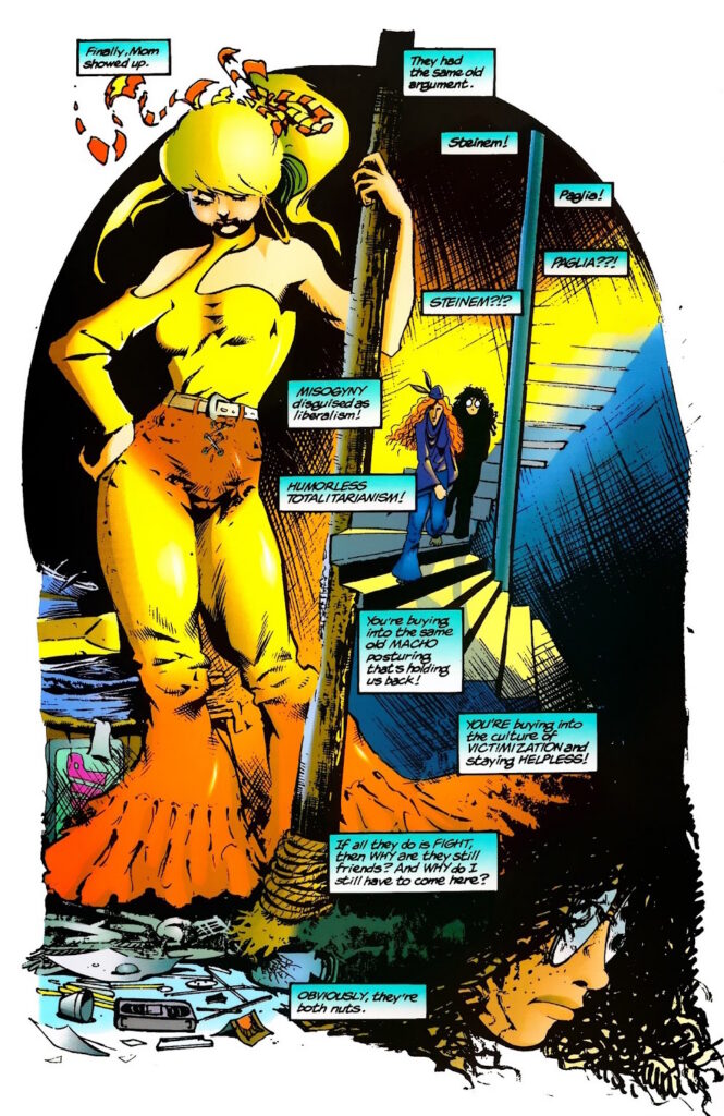 Julie and Sarah's mom discuss feminism, art by Sam Kieth