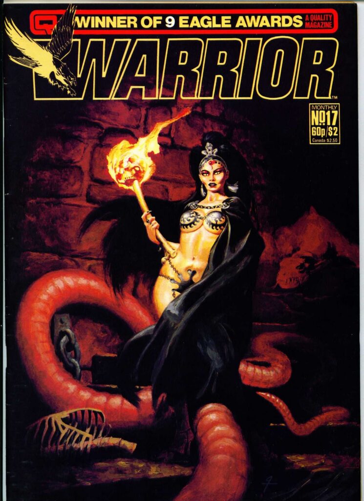 Seductive demon Jaramsheela on the cover of Warrior magazine 17